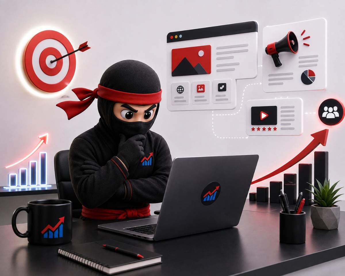 Business owner reviewing digital analytics
